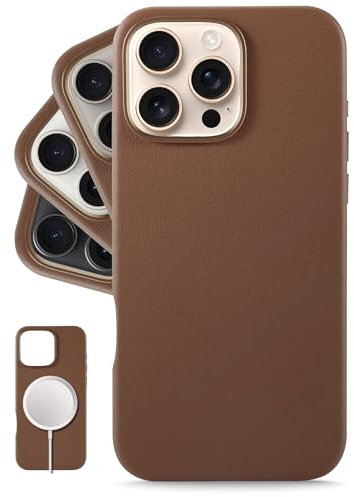 LONLI Classic - for iPhone 16 Pro Max - European Genuine Vele Leather Phone Case - Smoothen and Soften Over Time - [Compatible with Magsafe] - Dark Saddle Brown