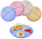 Rongxze 4 Piezas Vajilla Irrompible, 22.8 cm Plato Dieta de Plastico Divididos, Platos Redondo con 3 Compartimentos Reutilizable Vajilla Camping (Beige, Rosa, Azul, Amarillo)