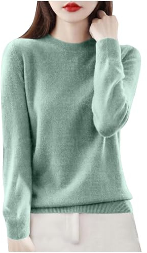 Cashmere Sweaters for Women UK Clearance Fashion Comfort Pullover Sweaters Casual Crewneck Sweater Dressy Long Sleeve Sweaters Knitted Base Shirt Winter Solid Soft Warm Knitted Pullover Jumpers M-XXL