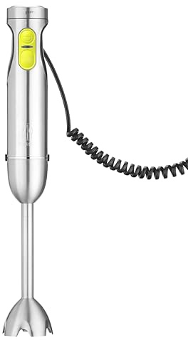 HENDI Mixeur plongeant, avec cordon à spirale, mélangeur-mixeur-plongeur-à main-à immersion-à tige, pied mixeur: 225mm, pour préparer jusqu'à 3L: 8500 à 16500 RPM, ø165x(H)425mm, 220V/1000W, inox, ABS