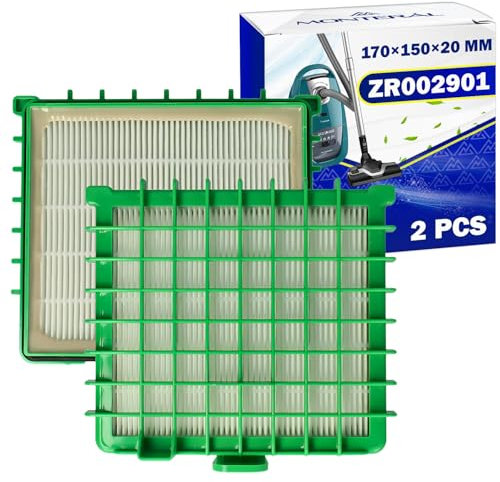 2 Piezas HEPA Filtro para Aspiradora 170 x 165 x 40 mm con Código Original ZR002901 para Rowenta - Garantía de 10 Años - MONTERAL