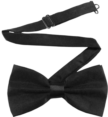 1Pcs Men's Bow Tie,Men's Pre-Tied Bow Tie Solid Colour Paisley Bowtie Adjustable Formal Neck Bow Ties for Halloween Party,Wedding Party (Black)