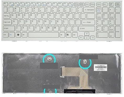 LZZSEOZ Tastiera US/Inglese per Laptop Sony per VAIO per VPC-EH per VPCEH, Layout US, Colore Bianco 9Z.N5CSQ.301(US White 3 Screw)