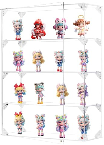 Dezzer 4 Tier Acrylic Display Case Wall Clear Cabinet for Collectibles