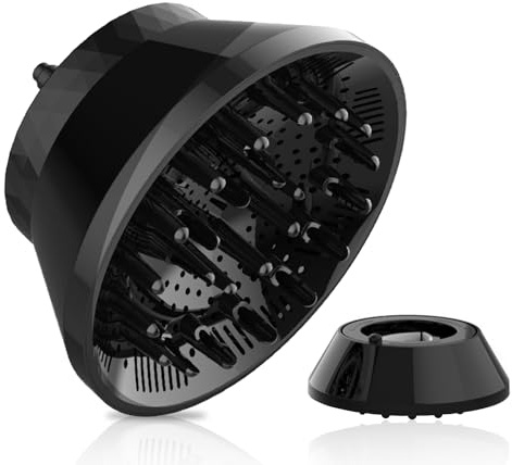 JKDHJK Diffusor Aufsatz Föhn Universal – Faltbar & Stabil für Locken & Wellen, Frizz-frei & Voluminös, Passt für 3.8-8.2 cm Düsen, Schwarz