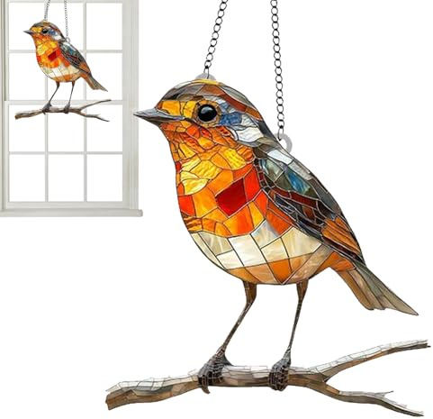 20cm Sonnenfänger fensters Glass Vöge, Rotkehlchen Sonnenfänger, Dekoanhänger Für Zweige Herbst, Für Draußen Und Drinnen, Vögel Anhänger Für Garten, Haus, fensters Dekoration