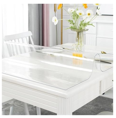 AGLZWY Rechteckige Transparente Tischunterlage, PVC-Tischplatten-Schutz, Wasserfest Kratzfest für Wohnzimmer-Couchtische, BüRotische(80x120cm)