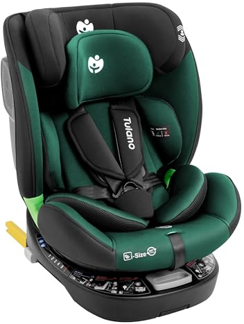 Tulano Loom 35 i-Size Kindersitz 40-150 cm - 360° Reboarder mit ISOFIX | 0–36 kg - Guard Fix Seitenschutz - Sicherer 5-Punkt-Halt - Abnehmbares Sonnendach - Bezug waschbar - Schwarz Grün