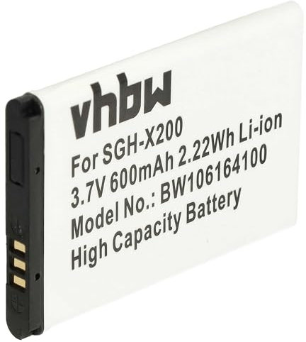 vhbw batteria compatibile con Samsung SGH-X150, SGH-X160, SGH-X180, SGH-X200, SGH-X210, SGH-X300, SGH-X500 Smartphone Telefono (600mAh, 3.7V, Li-Ion)
