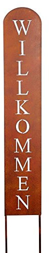 levandeo Stele Willkommen H x B x T 95x15x0,5cm Eisen Rost Gartendeko Gartenstecker Deko