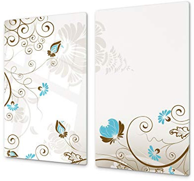 Planche de cuisine en VERRE trempé – Planche à découper en verre – Couvre-plaques de cuisson – UNE PIÈCE (60x52 cm) ou DEUX PIÈCES (30x52 cm chacune) ;D06 Série Fleurs : Art abstrait 9