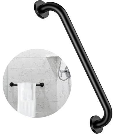ZUEXT Barre d'appui de douche en acier inoxydable noir huilé de 40,6 cm, barre d'appui de sécurité pour salle de bain, force de traction de 226,8 kg, support dissimulé, style moderne et élégant