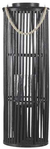 Laterne Weidenholz/Glas oval Indoor Outdoor Höhe: 80 cm schwarz Luzon