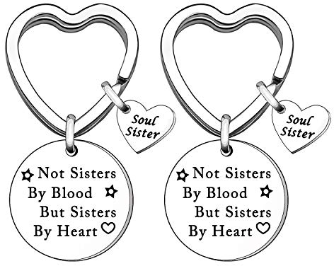 Schlüsselanhänger mit Aufschrift Best Sisters, Aufschrift Not Sisters by Blood But Sisters by Heart, Geburtstagsgeschenk, Freundschaftsschmuck, Weihnachten, Abschlussgeschenk