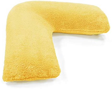 NIGHTZONE Teddy Bear V Shaped complete pillow or Case for support Maternity, Neck, Back, Soft Warm Plush Cosy Fleece Cover (Ochre, Complete Pillow)