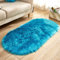 Ovaler Flauschiger Plüsch Bereich Teppich für Schlafzimmer,Faux Lammfell Schaffell Teppiche Wohnzimmer Hochflor Kunstfell Nachahmung Wolle Bettvorleger Sofa Matte Carpet Bodenmatte Blau-1 60x120CM