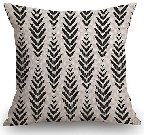 Swono Fashion Ikat Chevron Wurfkissenbezug Schwarz und Weiß Baumwolle Leinen Dekorativer Kissenbezug Home Sofa Decor 45,7 x 45,7 cm Kissenbezug