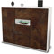 Stil.Zeit Highboard Kommode Quinta, Korpus Weiss matt, Front Industrie-Design Rost (136x108x35cm), Push-to-Open Technik & Leichtlaufschienen