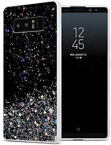 Cadorabo Hülle kompatibel mit Samsung Galaxy Note 8 Rundumschutz TPU Silikon Case Mädchen Glitzer Strass Design Slim Kratzfest Weiche Gummi Bling Schutzhülle für Samsung Galaxy Note 8 in Schwarz