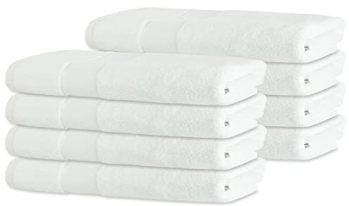 BANANALU 8er Set Handtücher 100% Baumwolle 50x100 Qualität 450g/m2, Weiss, White