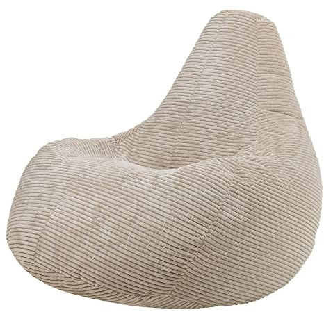 Icon Dalton Sitzsack Cord, Beige, Gaming Sitzsack Erwachsene mit Füllung, Bean Bag, Cord Sessel, Lounge Sessel, Lounge Stuhl, Schlafzimmer, Wohnzimmer, Wohnzimmer Möbel