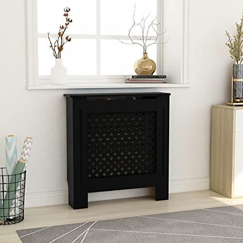 Mogou MDF Radiator Cover - Modern Unpainted Black 78 cm