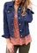Roskiky Women's Fitted Denim Jacket - Stretch Casual Jacket, Comfy Summer Clothes in Blue, Size XX-Large (Fits 24-26)