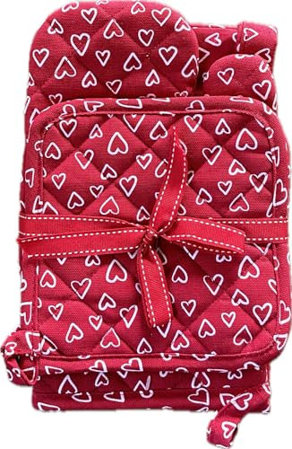 Set Cucina 5 Pezzi Cestino Portapane Coppia Presine Guantone Strofinaccio 100% Cotone (Scozzese)