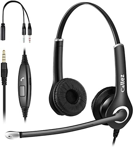 3.5mm Laptop Headset with Microphone Noise Cancelling, On-Ear Stereo PC Headphone for Computer Gaming PS4, Mobile Phone, Business Office Call Center Zoom Skype Teaching, Ultra Comfort, Clear Chat