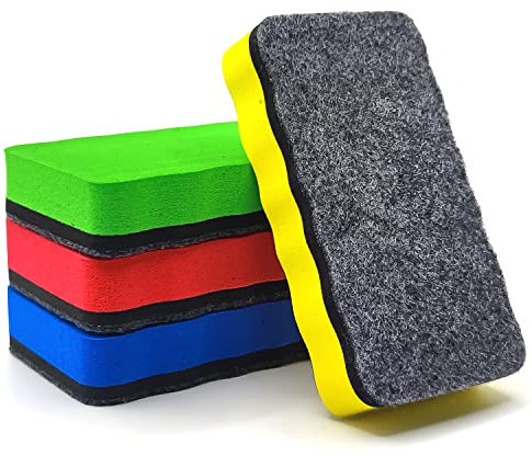 Whiteboard Schwamm 4 Stück Whiteboard Schwamm Magnetisch Trockener Radiergummi mit Dickem Filzpad Whiteboard-Eraser für Trockenreinigung auf vielen Oberflächen