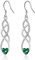 Sterling Silver Drop Earrings for Women Girl, Silver Dangle Earrings with Cubic Zirconia│Twisted Linear Hypoallergenic Earring for Sensitive Ears│Jewellery Gift for Birthday Christmas Green