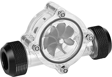 Dioche Durchflussanzeiger Wasser, Durchflussanzeige mit G1/4 Zoll Innengewinde, 8 Flügelräder für PC Wasserkühlung (Schwarz)