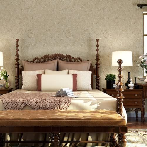 SAIMEYI Wallpaper Dark Green Vintage Wallpaper, Non-Woven Wallpaper in Yellow, Green and Brown, for Living Room, Bedroom, Kitchen, Hotels (Brown-303)