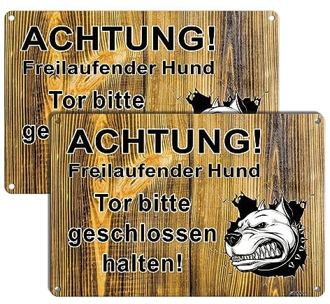 SINMAO Vorsicht Freilaufende Hunde Schild Aluminium 2 Stück 30x20cm (A4) Tor Bitte Immer Geschlossen Halten