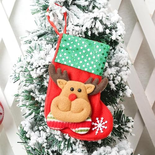 SYSUII Nikolausstrumpf für Weihnachtsdeko,2 Stück Weihnachtsstrumpf Nikolausstiefel Zum Befüllen und Aufhängen für Weihnachtsbaum Kamin Deko Weihnachtssocken für Weihnachten Geschenke-Elch