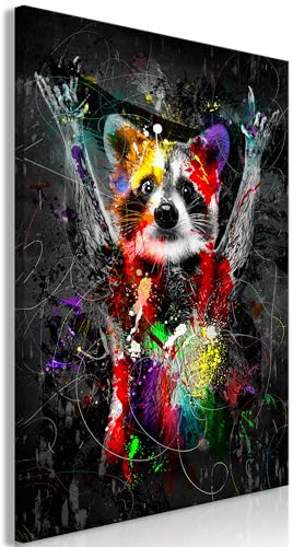 murando Acrylglasbild Waschbär 1 Teilig Wandbild auf Acryl Glasbilder Kunstdruck Moderne Acrylglas Platte Wanddekoration Geschenke Heimdekoration Glasbild - Tiere Farbflecken g-A-0245-k-a