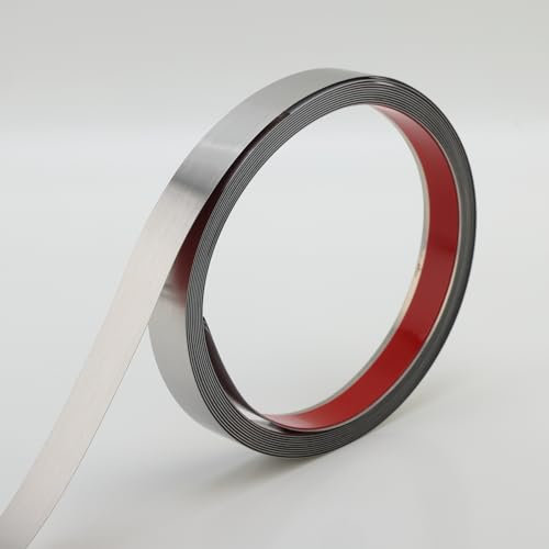 Gaahing Zierleiste aus gebürstetem Metall, Wandleiste aus Edelstahl zum Abziehen und Aufkleben für Kamin, Spiegelrahmen, Möbel und Heimdekoration, Silber, 5m x 4cm
