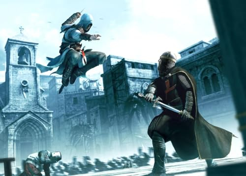 Displate Offiziell Assassin's Creed MetallPoster Magnetische Befestigung Inklusive Lizenziert Bilder Hochwertiges PosterAssassin's Creed Altair - Fighting Altair 45 cm x 32 cm