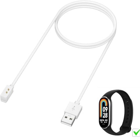 Oumida Caricatore per Redmi Watch 3 Active/Xiaomi Mi Band 8, Caricabatterie Magnetico con Cavo di Ricarica USB da 1M per Redmi Watch 3 Active/Watch 3 Lite Orologio Fitness,Bianco