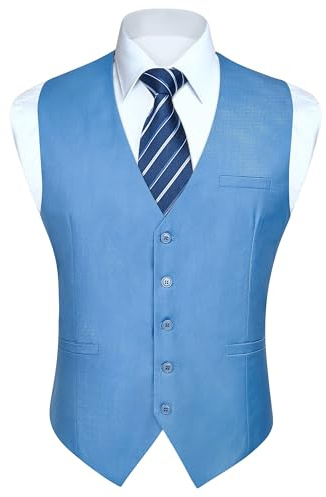 Enlision Gilets pour hommes Gilet formel pour hommes Royaume-Uni Gilet de costume de couleur unie pour fête de mariage Business Bleu XL