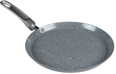 Salter BW13656GEU7 25cm Pancake Pan – Marblestone Non-Stick Frying Pan, PFOA-Free, Easy Clean, Soft Touch Handle, Pancake, Crepe, Forged Aluminium, Induction Safe, Omelette, Chapati, Roti