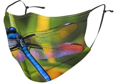 YYHHAOFA Staubmaske für Erwachsene, weich, atmungsaktiv, geeignet für Camping, Laufen, Reisen, den täglichen Gebrauch, bunte Libellen-Drucke, 1 Stück