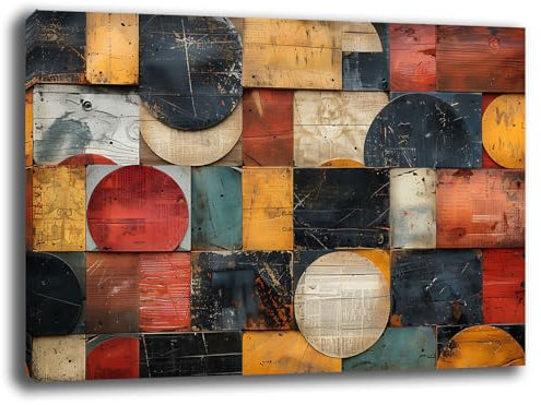 printerland Quadro Moderno Soggiorno Cercho rettangolo etnico Quadri moderni da Parete XXL grande Stampa su tela Canvas Decorazione Murale muro Arredo Camera da letto Cucina (18, 30x40 cm)