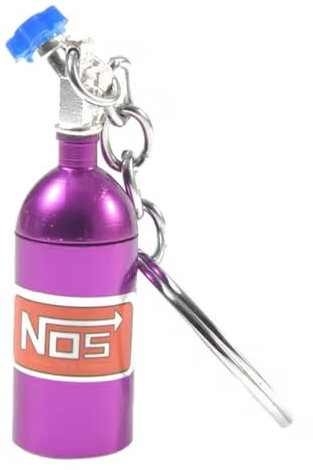 EMOM Fitness Trendiger NOS Turbo Stickstoffflasche Autoschlüsselanhänger – Modischer Metall Schlüsselring, Einzigartiges Autozubehör für Sportwagenliebhaber (Lila)