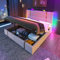 Lit Double LED et USB avec APP Control, Coffre de Rangement et Tête de Lit, à Lattes, Capitonné Cadre 180x200 (sans Matelas)
