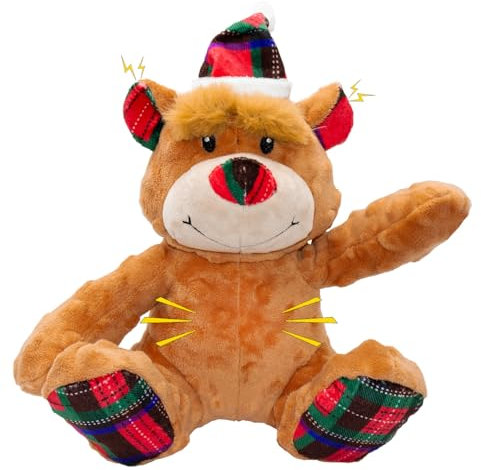 Chongqile Weihnachtsbär Hundespielzeug - Plüsch Hundespielzeug mit Knitterpapier - Interaktives Hundespielzeug für Welpen - Mittlere und kleine Hunde - Zähne putzen und Ängste abbauen