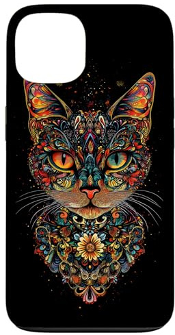 Psychedelic Cat Pattern Case for iPhone 13