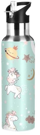 Cute Unicorn Sun Planet Boho Leak Proof Water Bottle Stainless Steel Insulated Water Bottle