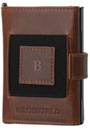 BROSHIELD Echtleder Portemonnaie Herren mit Kartenetui/Zigarettenetui/Visitenkartenetui/Kondometui – RFID-Schutz – Slim Wallet mit Platz für persönliche Gegenstände - Made in Europe (Braun)