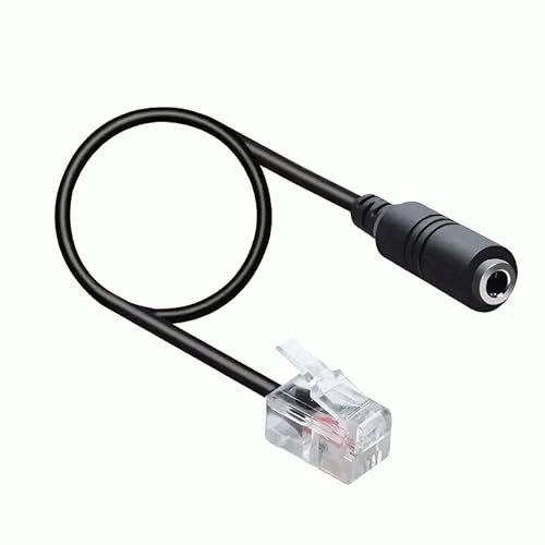 TECHZOCO Cable Adaptador teléfono RJ9 Macho a Jack de 3.5 mm hembra, Adaptador de auriculares micrófono para teléfono, 1x TRS Jack 3.5mm Auricular + 1x TRS Jack 3.5mm micrófono, RJ9 4P4C